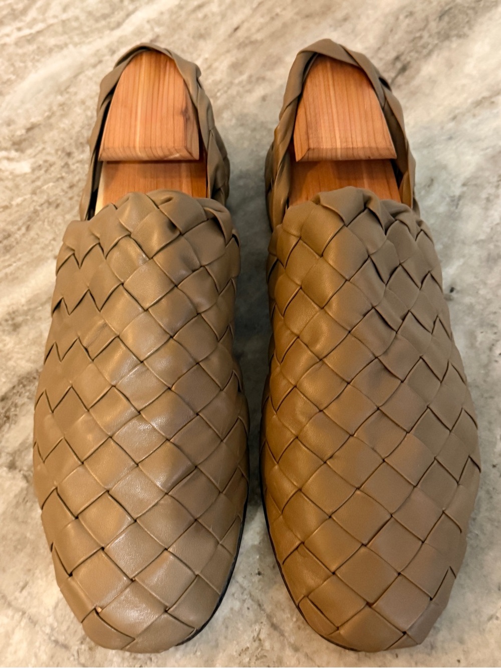 BOTTEGA VENETA SLIPPER Intrecciato Woven Leather Loafers 43 Tan Sunday Palazzo